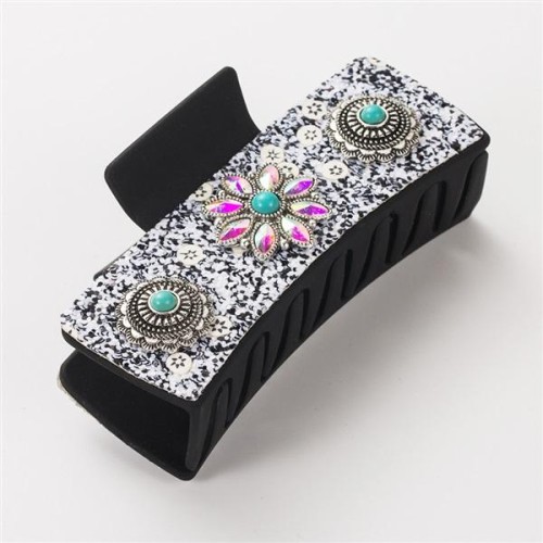 occidental style retro diamond Pearl turquoise square fashion temperament hair clip