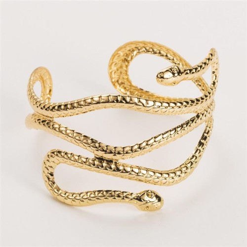 occidental style Metal surface opening bangle exaggerating geometry multilayer snake trend personality woman