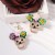 Halloween personality trend embed zircon sequin flower high skull ear stud   samll style