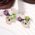 Halloween personality trend embed zircon sequin flower high skull ear stud   samll style