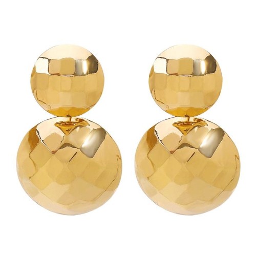 E occidental style summer Metal textured earrings  personality pellet surfacediscoball ear stud