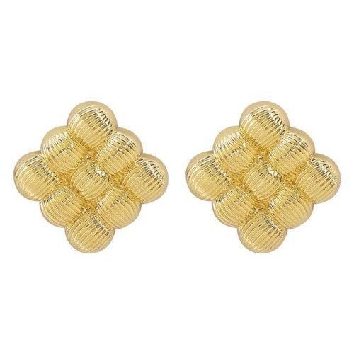 E summer retro weave square ear stud  wind samll elegant Alloy earrings