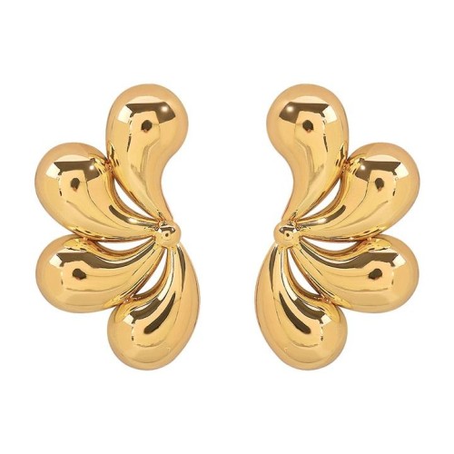 E occidental style personality geometry drop petal earrings  retro samll temperament surface Metal ear stud