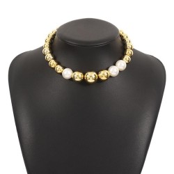 occidental style exaggerating punk color beads  fashion short style Pearl neck..