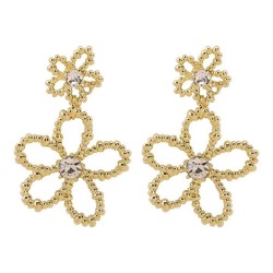 E occidental style Metal wind geometry diamond earrings  fresh sweet hollow fl..