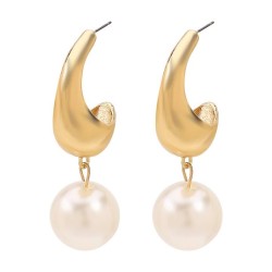 E occidental style wind matte Alloy Pearl earring  summer brief temperament el..