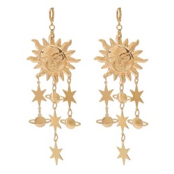 E occidental style fashion creative Moon and stars tassel earring  retro exagg..
