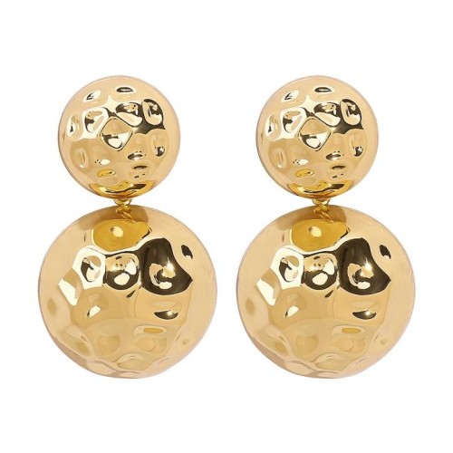 retro pattern three-dimensional Round Earring  samll high all-Purpose temperament style earrings