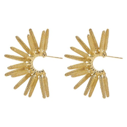E occidental style Metal textured punk personality exaggerating ear stud  temperament retro Word sun flower earr