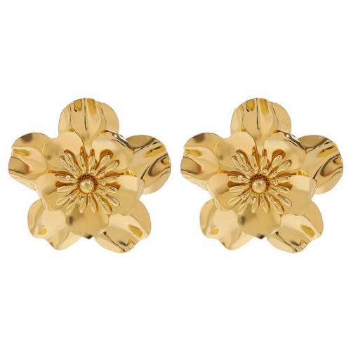 Ein wind fashion retro flowers earrings  samll temperament Metal wind ear stud