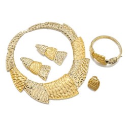 medium Africa bride four necklace earrings bangle ring gold color retentionnec..
