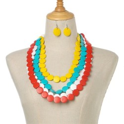  color multilayer tassel necklace earrings set sweater chainnecklace set