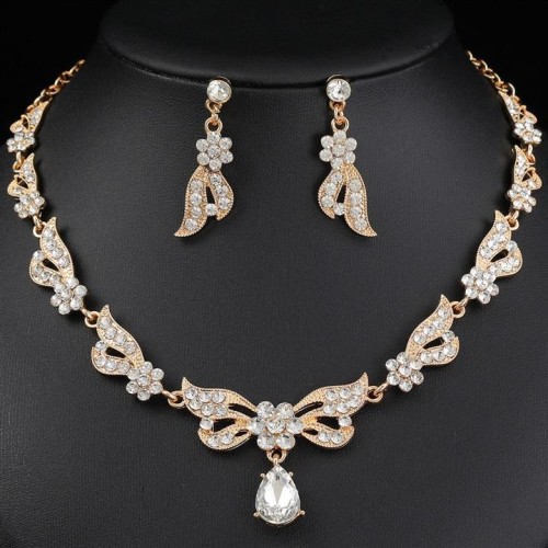 occidental style bride necklace set high-end crystal diamond banquet collocation