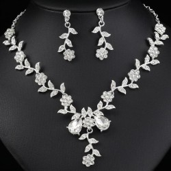 occidental style gem necklace earrings set high three bride