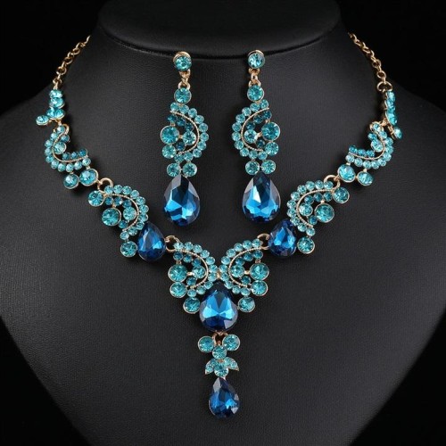 occidental style necklace earrings set high three bride