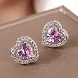 1 fashion bronze zircon love personality lady ear stud