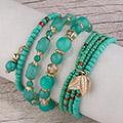 fashion concise Bohemia noble wind gold leaf mash up beads personality multila..