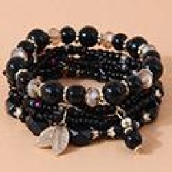 fashion concise Bohemia noble wind gold leaf mash up beads personality multila..