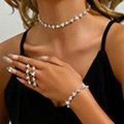 3 fashion concise flash diamond temperament lady necklace earring