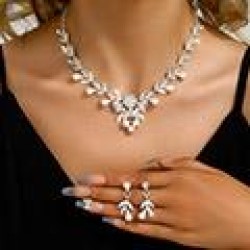 2 fashion concise branches and leaves Pearl flash diamond temperament lady nec..