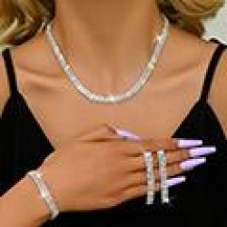 3 fashion concise three row flash diamond temperament lady necklace earring