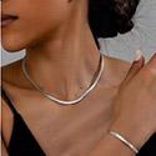 1 fashion stainless steel personality lady necklace bracelet set