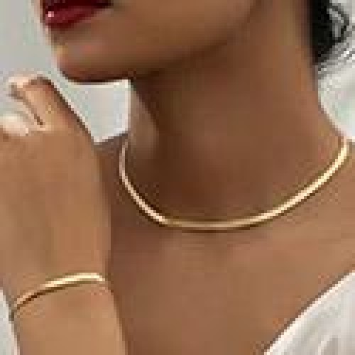 1 fashion stainless steel personality lady necklace bracelet set