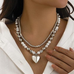 occidental style briefins Peach heart pendant necklace set  personality Metal ..