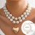 occidental style exaggerating wind Peach heart pendant necklace  temperament brief loverarrings woman