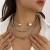occidental style personality punk Metal cirque Collarnecklace asymmetry imitate Pearl beads necklace s