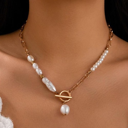 occidental style temperament imitate Pearl necklaceearrings brief Metal chain tassel clavicle