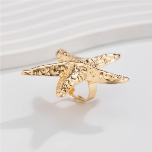 occidental style wind Metal starfish ring woman exaggerating imitate Pearl