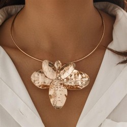 occidental style fashion Irregular Metal petal Collar woman personality three-..