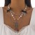occidental style punk Metal cross imitate Pearl tassel necklace ins wind bow