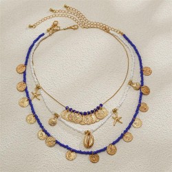 occidental style retro wind coin necklace  Nation exotic customs beads beads S..