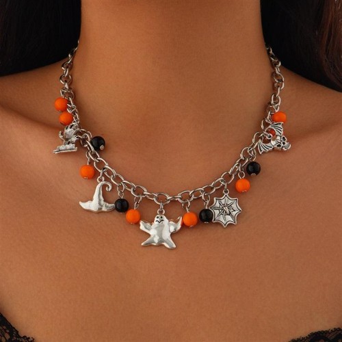 occidental style  Halloween skull chain necklace  creative clavicle