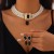 occidental style temperament square fully-jewelled gem necklace retro imitate Pearl beads clavicle