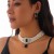 occidental style temperament square fully-jewelled gem necklace retro imitate Pearl beads clavicle