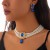 occidental style temperament square fully-jewelled gem necklace retro imitate Pearl beads clavicle