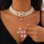 occidental style temperament square fully-jewelled gem necklace retro imitate Pearl beads clavicle