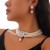 occidental style temperament square fully-jewelled gem necklace retro imitate Pearl beads clavicle