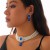 occidental style temperament square fully-jewelled gem necklace retro imitate Pearl beads clavicle