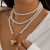 occidental style retro Metal love pendant imitate Pearl necklace fashion twining multilayer beads cl