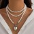 occidental style retro Metal love pendant imitate Pearl necklace fashion twining multilayer beads cl