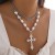 occidental style punk wind cross necklace black exaggerating embed imitate Pearl multilayer
