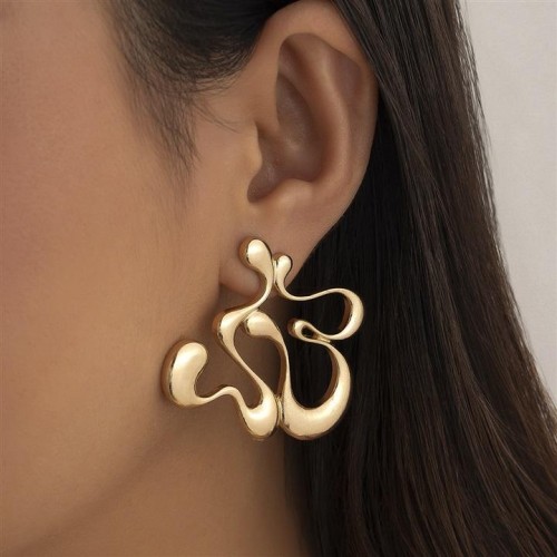 occidental style creative hollow love pendant ear stud woman exaggerating geometry Metal Earring