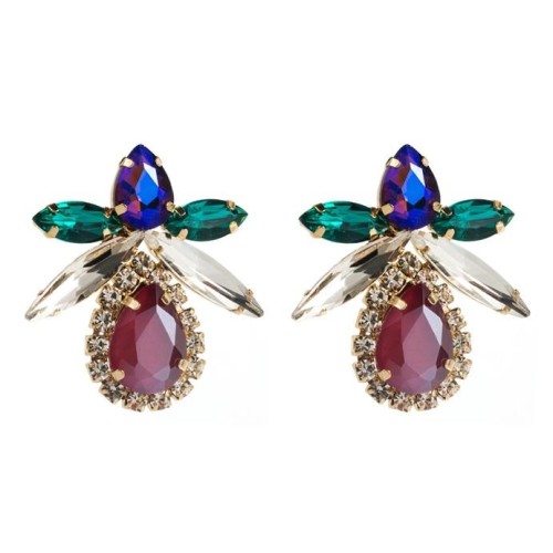 occidental style fashion trend Alloy diamond glass diamond earrings woman high super personality tempe