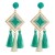  Bohemian style Alloy tassel earrings creative rhombus long style ethnic style travel Earring