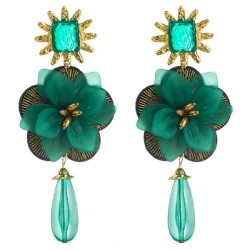 occidental style resin flowers pendant earrings woman creative exaggerating mu..