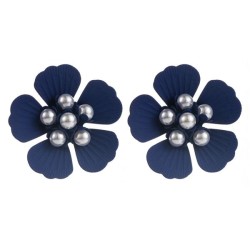 Korean style fashion Alloy embed Pearl flowers ear stud woman summer small fre..
